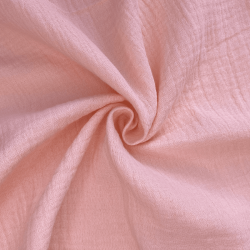 Ткань Муслин Жатый (Ширина 1,4м), цвет Нежно-Розовый (на отрез) в Бийске