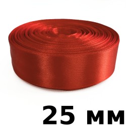 Лента Атласная 25мм, цвет Красный (на отрез) в Бийске