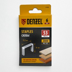 Denzel Скобы, 6 мм, для мебельного степлера, тип 53, 2000 шт. в Бийске