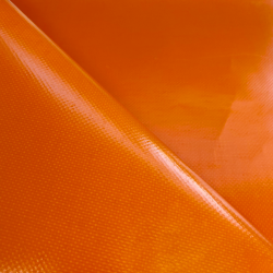 Ткань ПВХ 450 гр/м2 (Ширина 1,6м), цвет Оранжевый (на отрез) в Бийске