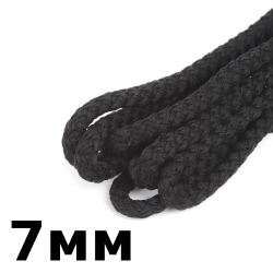 Шнур с сердечником 7мм, цвет Чёрный (плетено-вязанный, плотный)  в Бийске