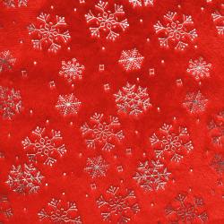Ткань Искусственный Мех Коротковорсовый 190 гр/м2 (Ширина 150см), принт Снежинки на красном в Бийске